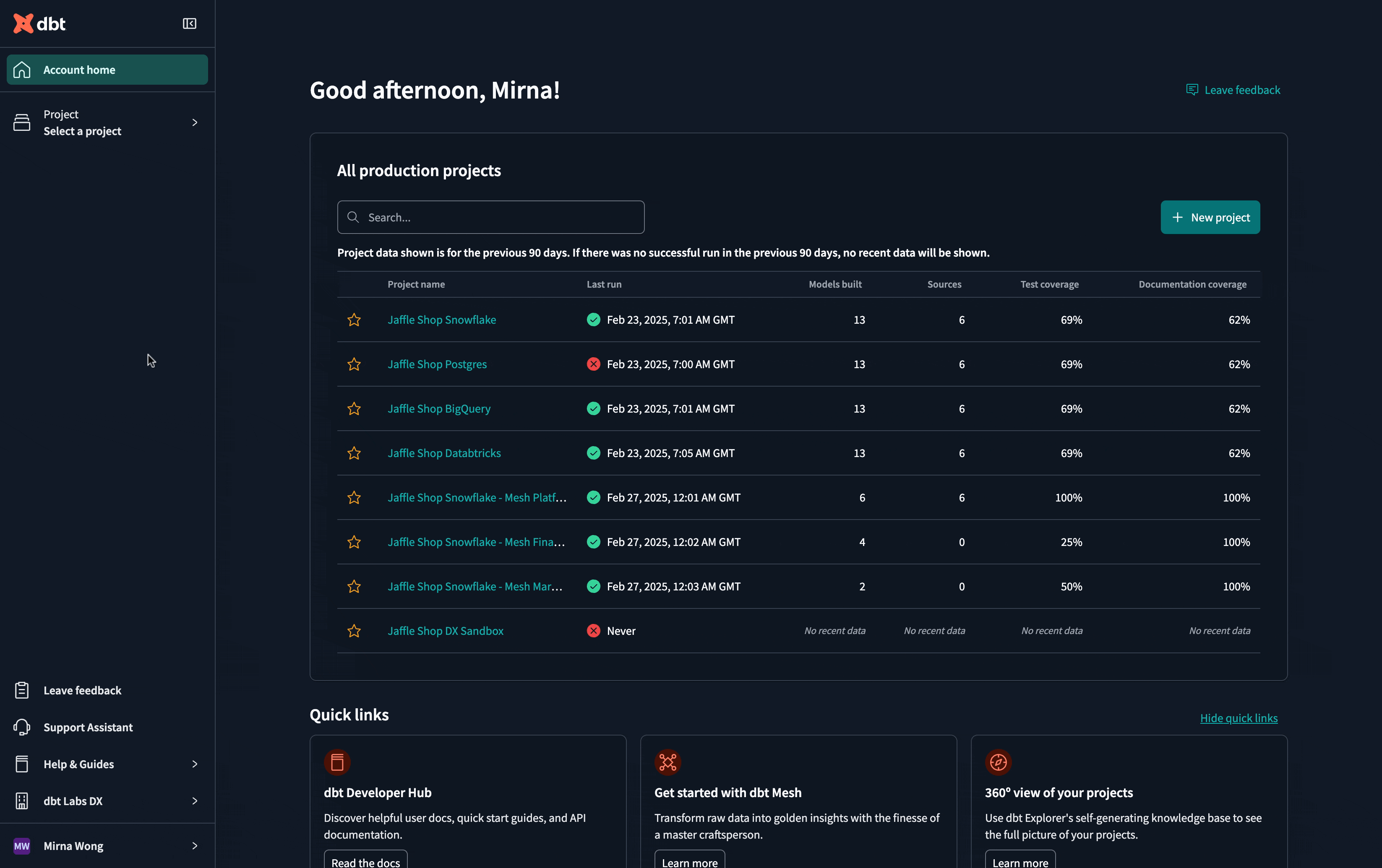 Leave feedback in dbt